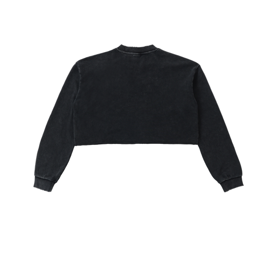 Petty Threads Co - Cardiac Crush Crop - Snow Washed Raw Edge Cropped Sweatshirt