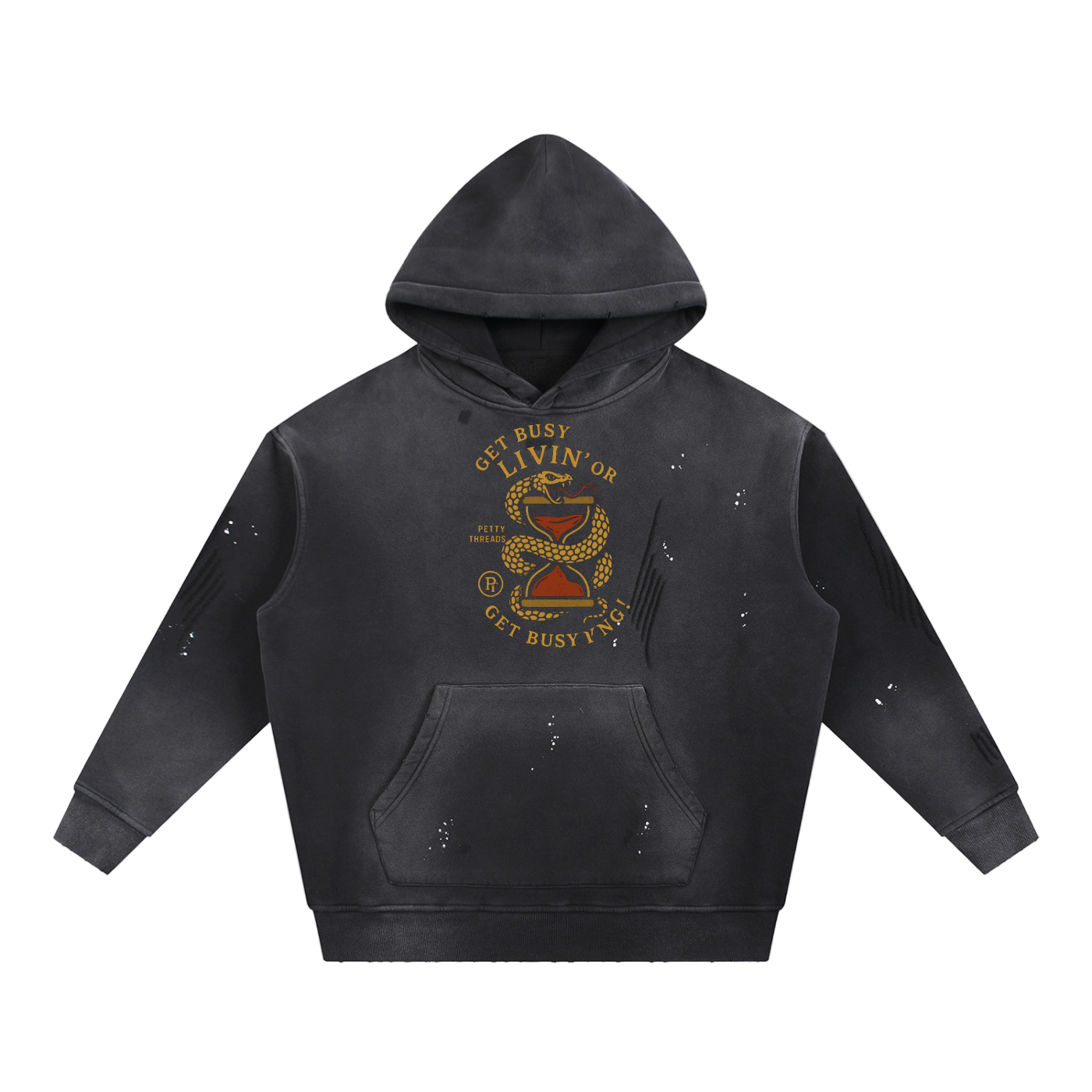 Petty Threads Co - Running Outta Time: Venom Edition - Vintage Washed Frayed Hoodie