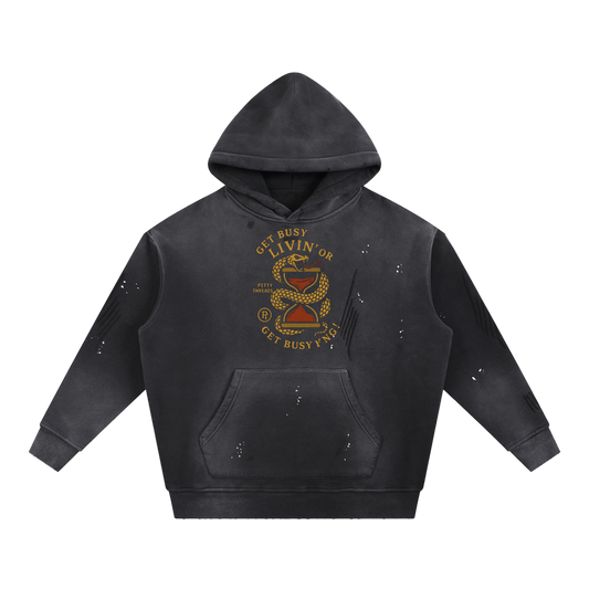 Petty Threads Co - Running Outta Time: Venom Edition - Vintage Washed Frayed Hoodie