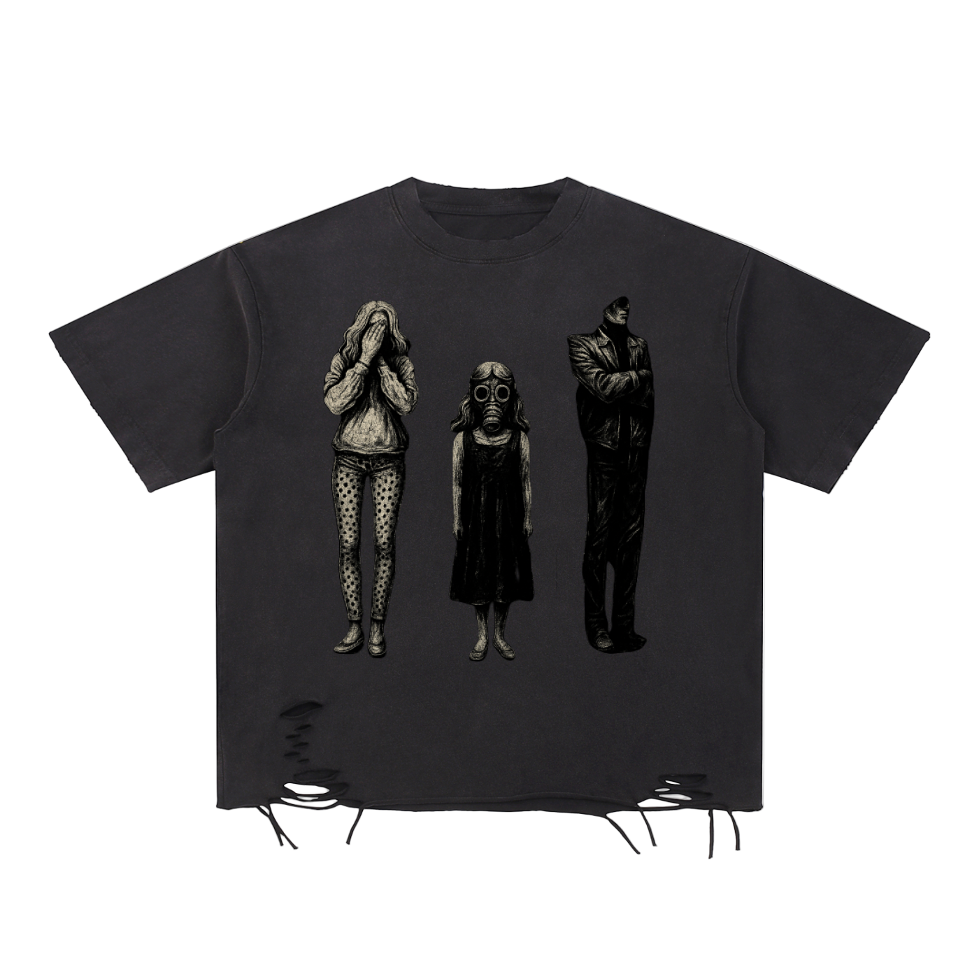 Petty Threads Co - Silent Snitch Stitch - Snow Washed Raw-Hem T-Shirt