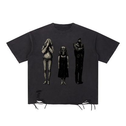 Petty Threads Co - Silent Snitch Stitch - Snow Washed Raw-Hem T-Shirt