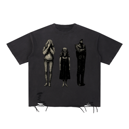 Petty Threads Co - Silent Snitch Stitch - Snow Washed Raw-Hem T-Shirt