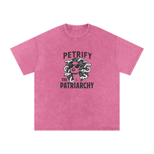 Petty Threads Co - Silence of the Snakes - Snow Washed Oversized Cotton T-Shirt