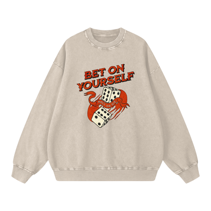 Petty Threads Co - Bet Big, Stay Petty - Snow Washed Oversized Sweatshirt