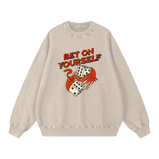 Petty Threads Co - Bet Big, Stay Petty - Snow Washed Oversized Sweatshirt
