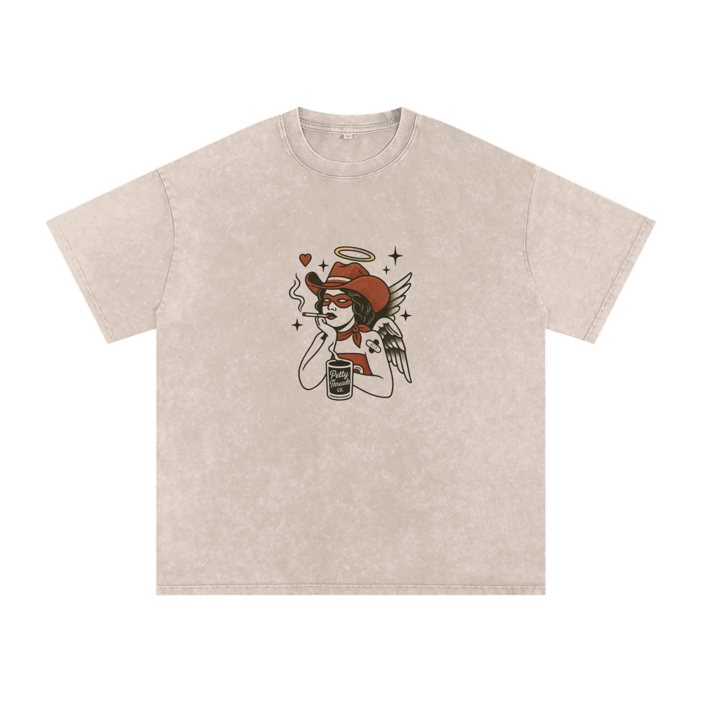 Petty Threads Co - Haloed & Unbothered - Snow Washed Oversized T-Shirt