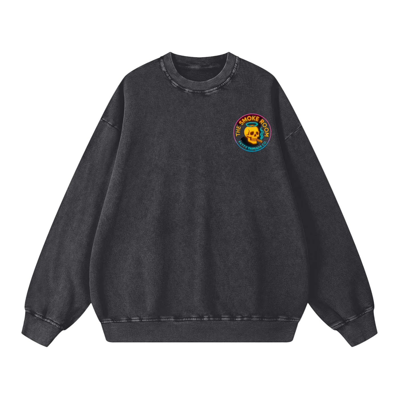 Petty Threads Co - The Smoke Room Halo - Snow Washed Oversized Sweatshirt