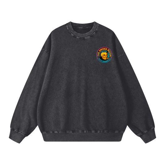 Petty Threads Co - The Smoke Room Halo - Snow Washed Oversized Sweatshirt