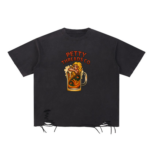 Petty Threads Co - Bar Fly Blonde - Snow Washed Raw-Hem T-Shirt