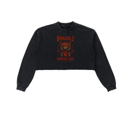 Petty Threads Co - Cardiac Crush Crop - Snow Washed Raw Edge Cropped Sweatshirt