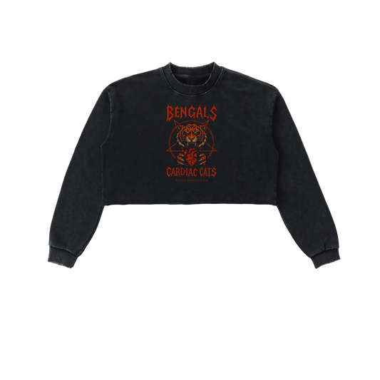 Petty Threads Co - Cardiac Crush Crop - Snow Washed Raw Edge Cropped Sweatshirt