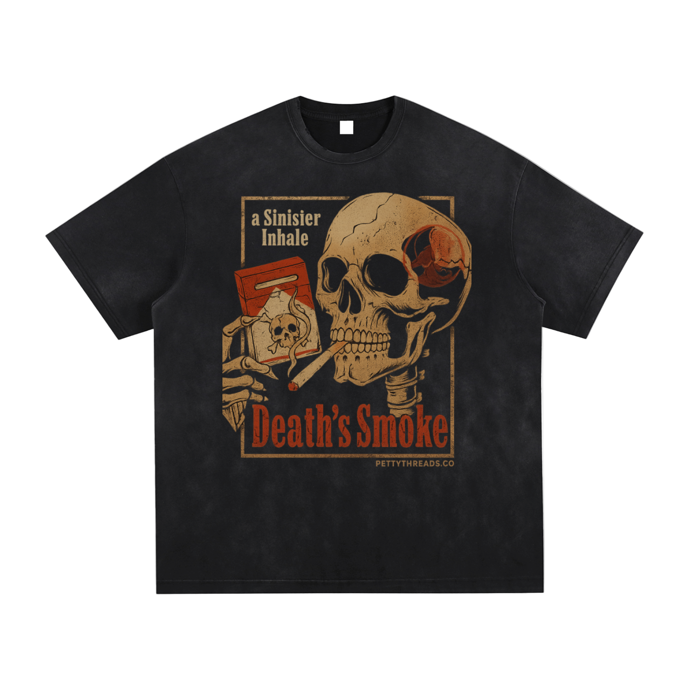 Petty Threads Co - Death’s Smoke - Vintage Washed Hand-Frayed T-Shirt