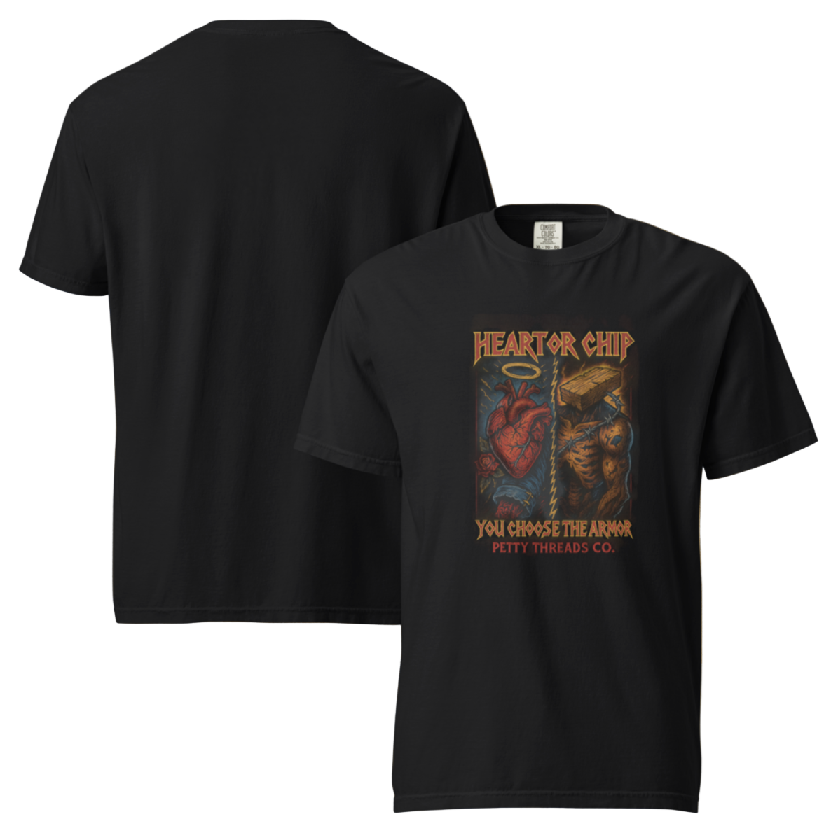 Petty Threads Co - Heart / Chip Armor - Comfort Colors 100% Cotton T-shirt