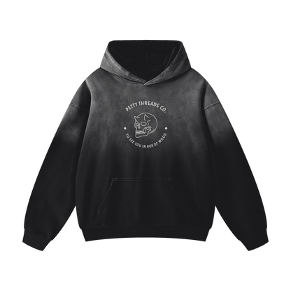 Petty Threads Co - Death Wish Delivery - Heavyweight Sunfade Oversized Hoodie