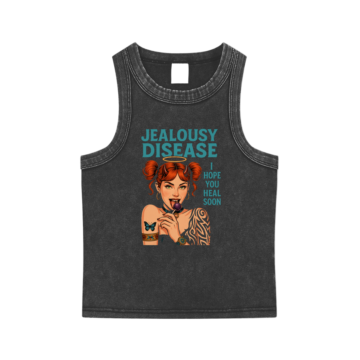 Petty Threads Co - Butterfly Effect: Stay Mad - Snow Washed Tank Top