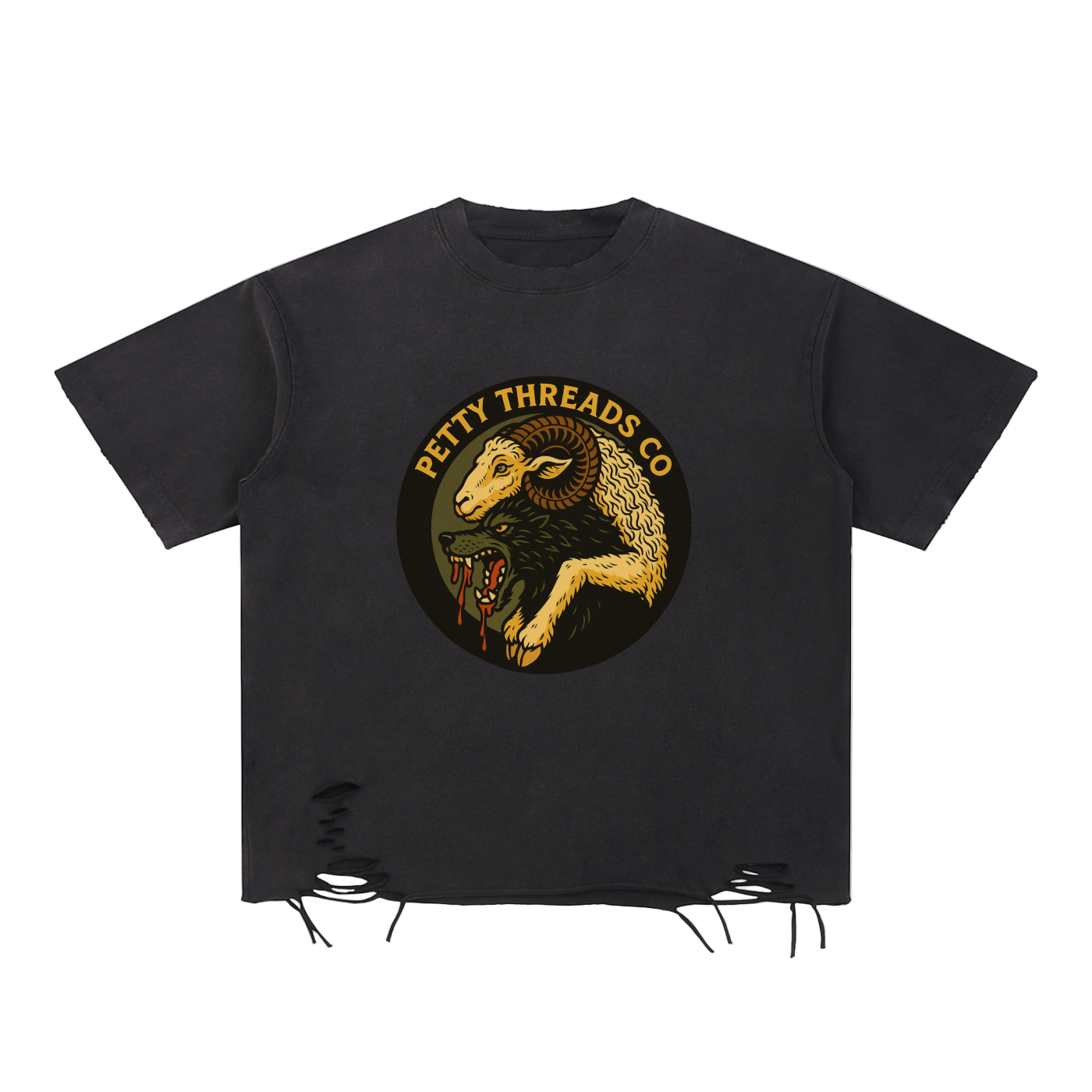 Petty Threads Co - The Two Sides Of Me - Snow Washed Raw-Hem T-Shirt