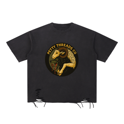 Petty Threads Co - The Two Sides Of Me - Snow Washed Raw-Hem T-Shirt