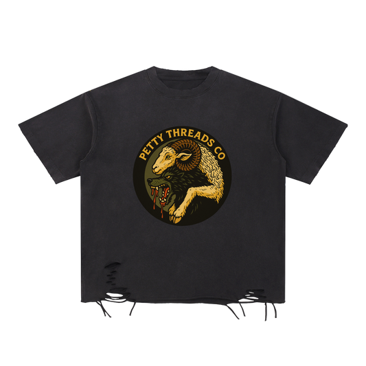 Petty Threads Co - The Two Sides Of Me - Snow Washed Raw-Hem T-Shirt