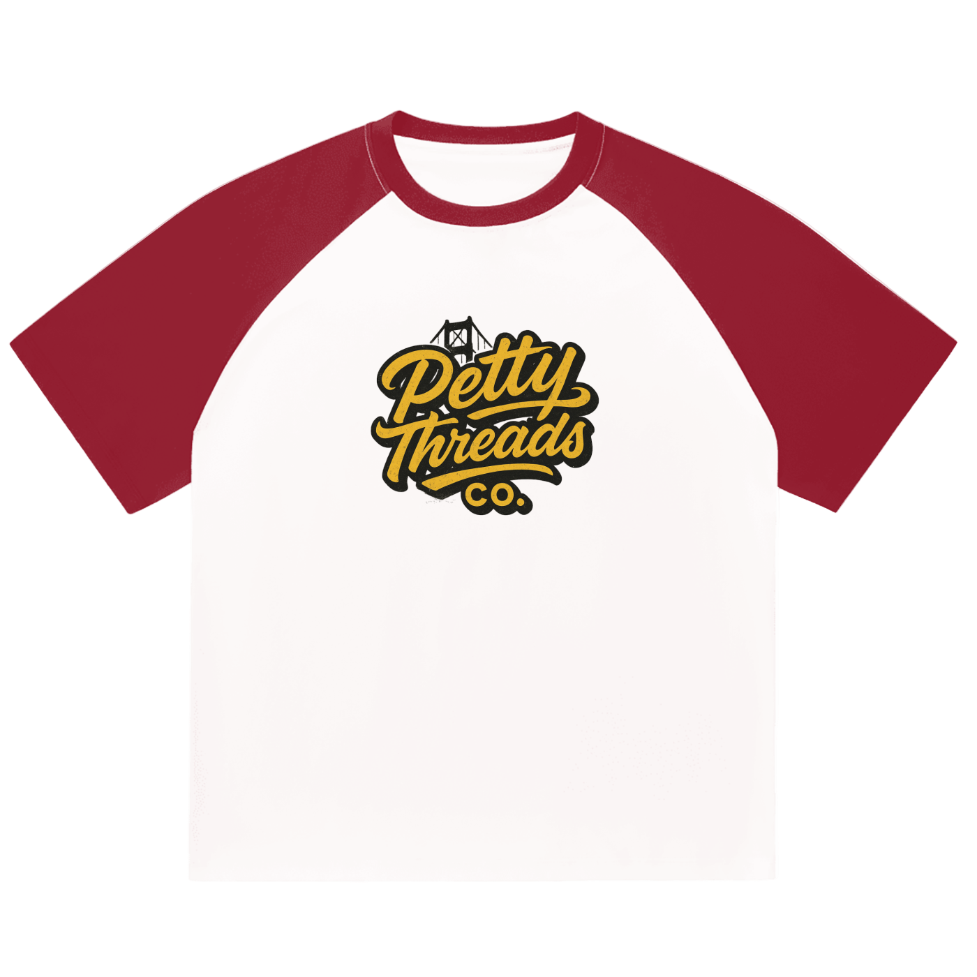 Petty Threads Co - Golden Gate Ghost-Mode Tee - Color-Blocked Raglan Sleeve Shirt