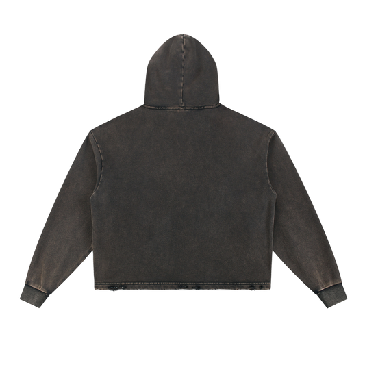 Petty Threads Co - Long Live the Petty Outlaws - Vintage Washed Frayed-Hem Hoodie