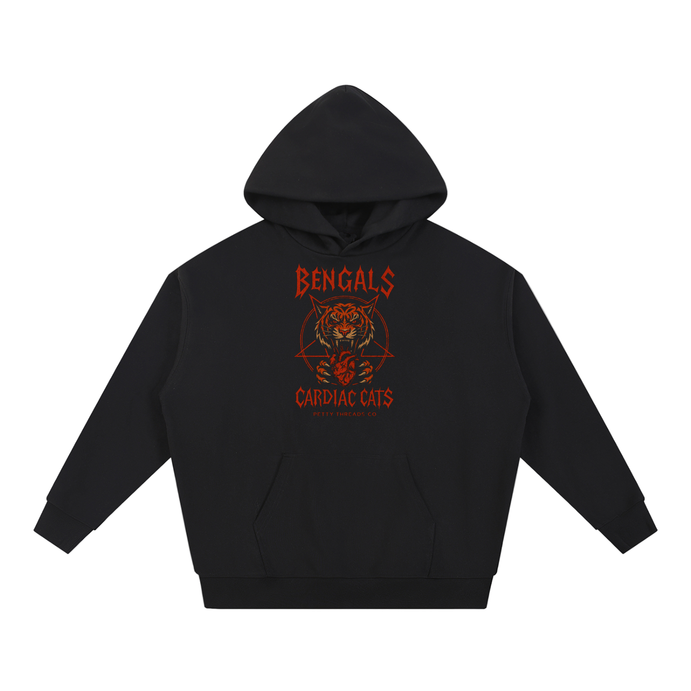 Petty Threads Co - Built Different: Cardiac Cats - Essential Heavyweight Hoodie