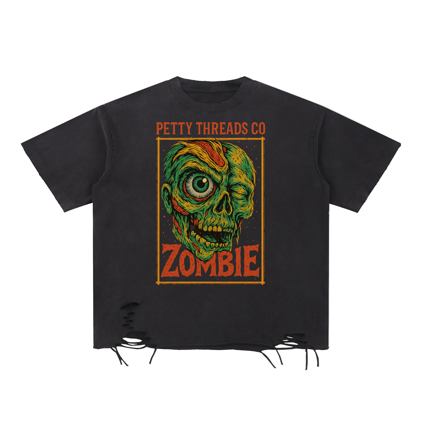 Petty Threads Co - Dead Inside, Still Petty - Snow Washed Raw-Hem T-Shirt