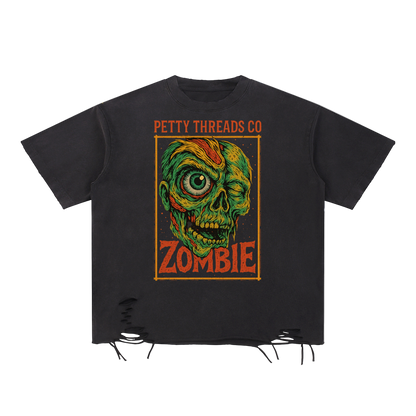 Petty Threads Co - Dead Inside, Still Petty - Snow Washed Raw-Hem T-Shirt