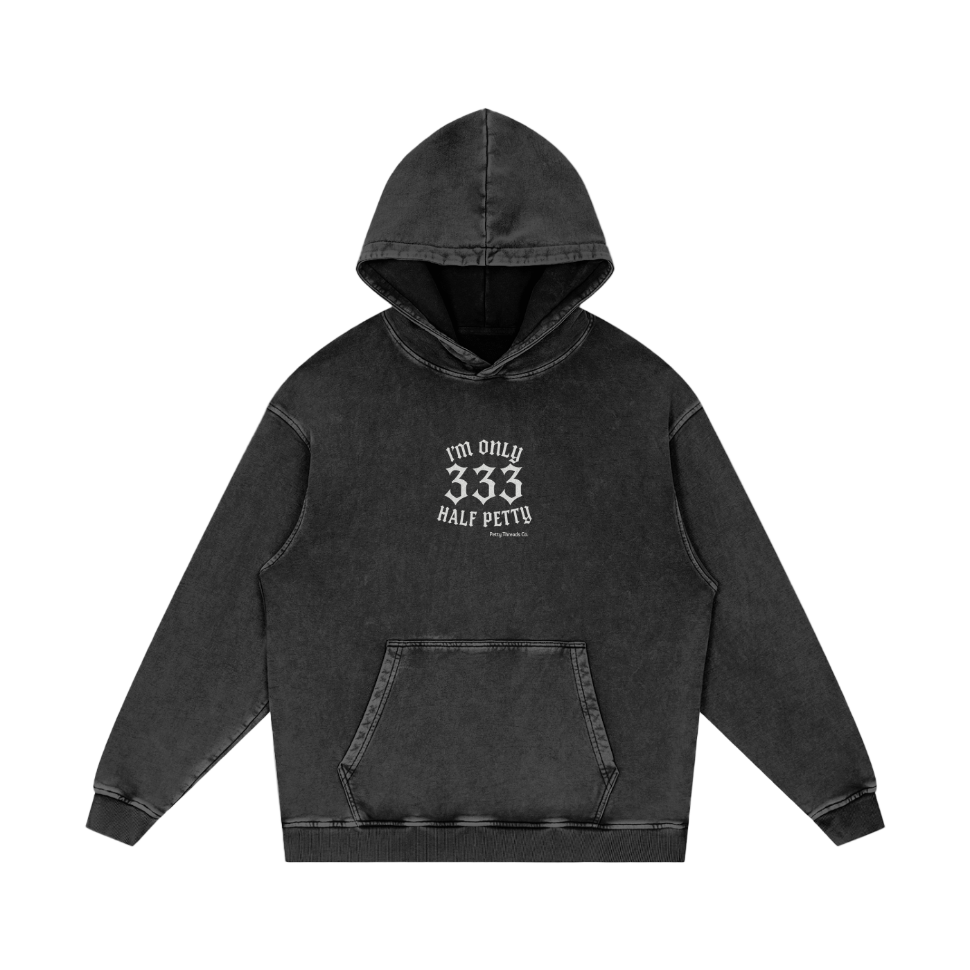 Petty Threads Co - Angel Numbers, Demon Energy - Snow Washed Loose Cotton Hoodie