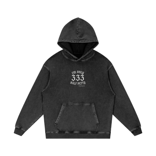 Petty Threads Co - Angel Numbers, Demon Energy - Snow Washed Loose Cotton Hoodie