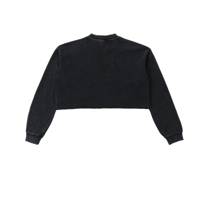 Petty Threads Co - Cardiac Crush Crop - Snow Washed Raw Edge Cropped Sweatshirt